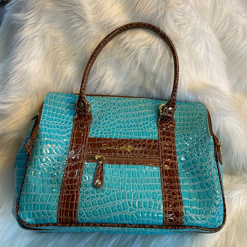 Samantha Brown carry all bag, aqua/brown, see photos for measurements